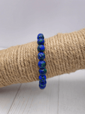 Pulsera de Azurita con Malaquita natural. Bolas de 8 mm en tonos azul y verde. Para claridad mental, sanación emocional y conexión espiritual.