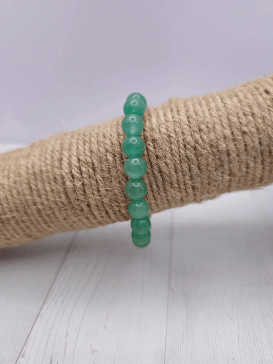 Pulsera de cuarzo verde con bolas de 8 mm en hilo elástico, piedra para sanación emocional y equilibrio energético