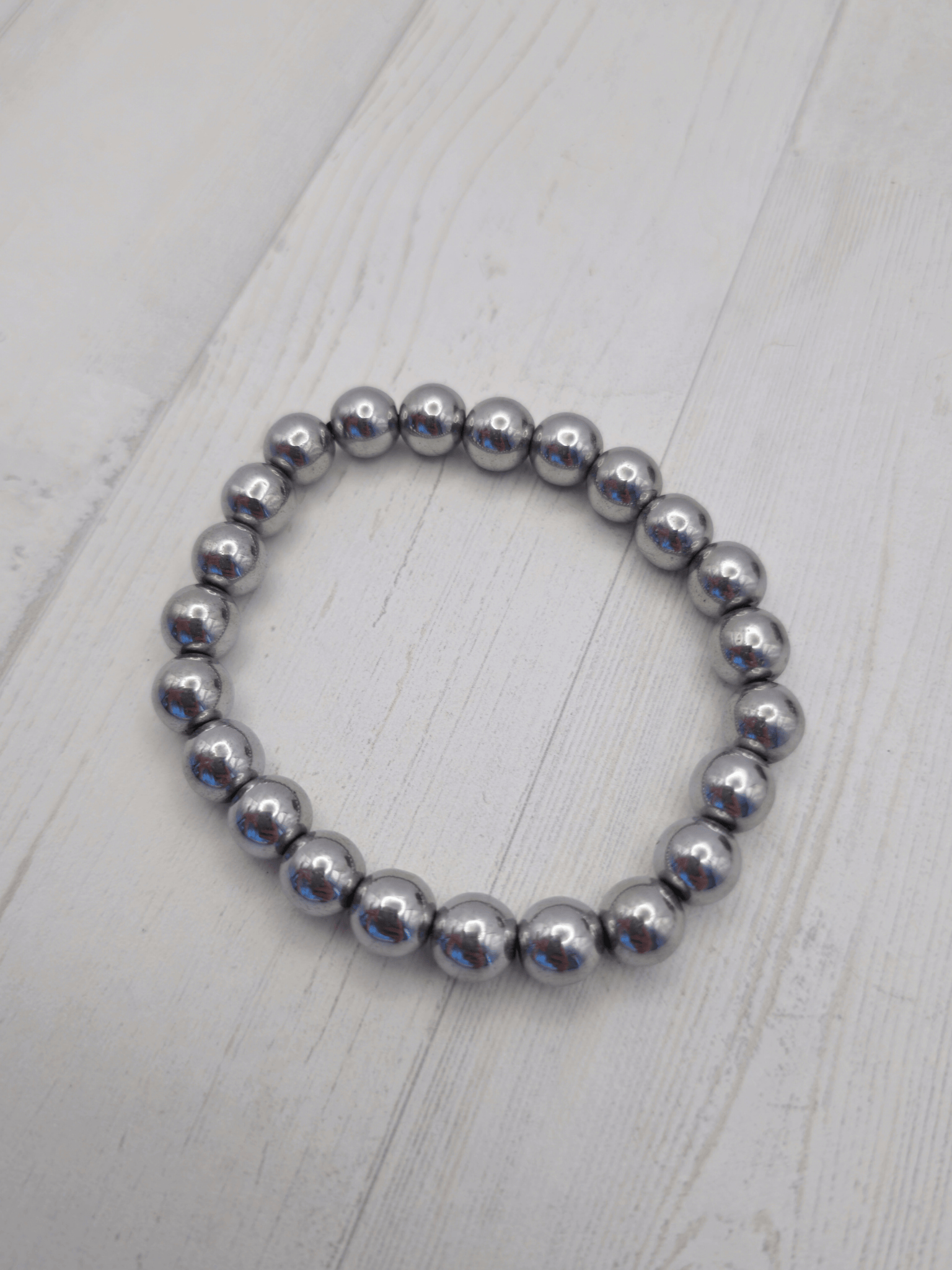 Pulsera de Hematita Bola 8 mm | Equilibrio emocional, enfoque y protección energética