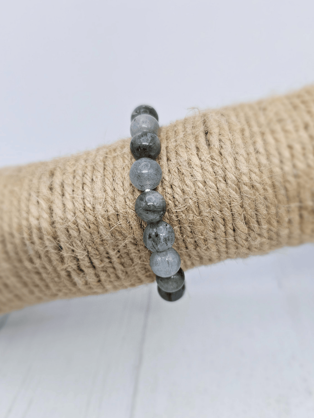 Pulsera de labradorita con bolas de 8 mm en hilo elástico, piedra de transformación, intuición y protección energética