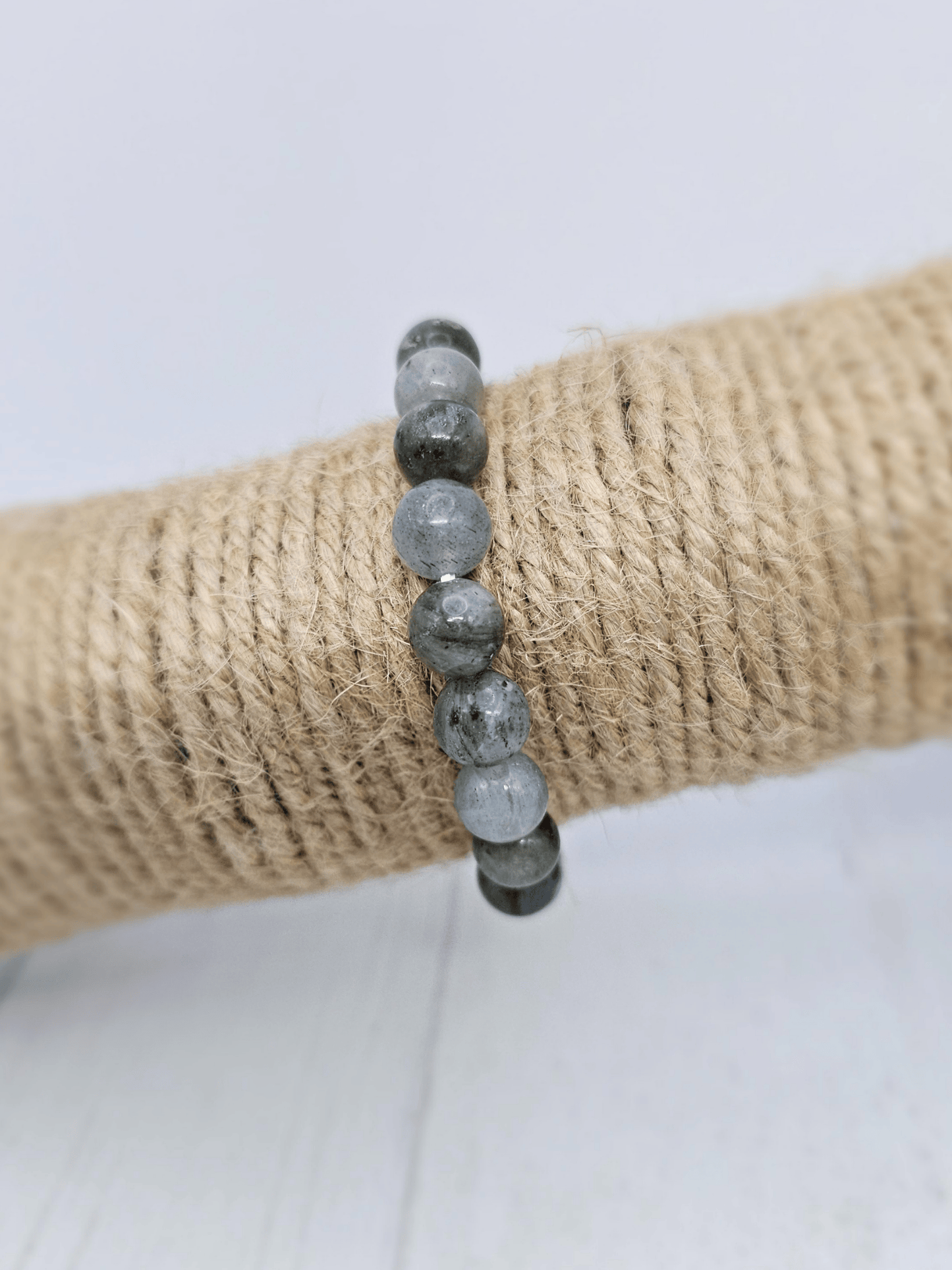 Pulsera de labradorita con bolas de 8 mm en hilo elástico, piedra de transformación, intuición y protección energética