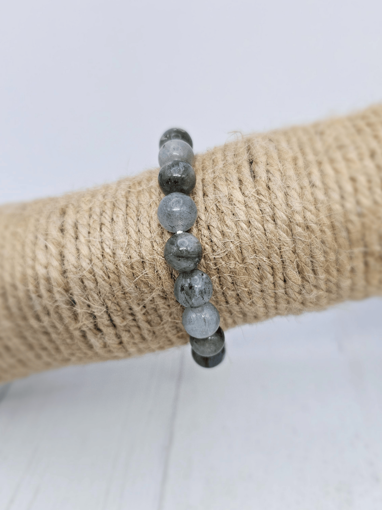 Pulsera de labradorita con bolas de 8 mm en hilo elástico, piedra de transformación, intuición y protección energética