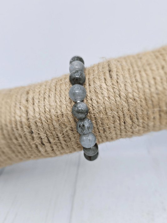 Pulsera de labradorita con bolas de 8 mm en hilo elástico, piedra de transformación, intuición y protección energética