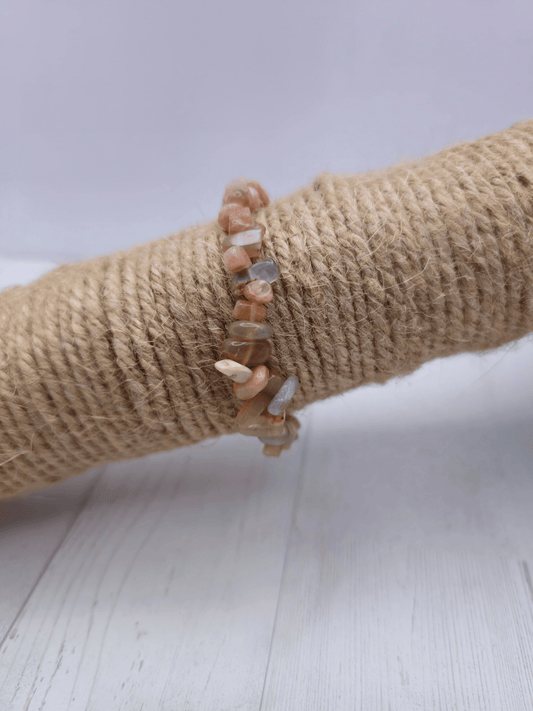 Pulsera de piedra sol con chips barrocos en hilo elástico, piedra para energía, alegría y vitalidad
