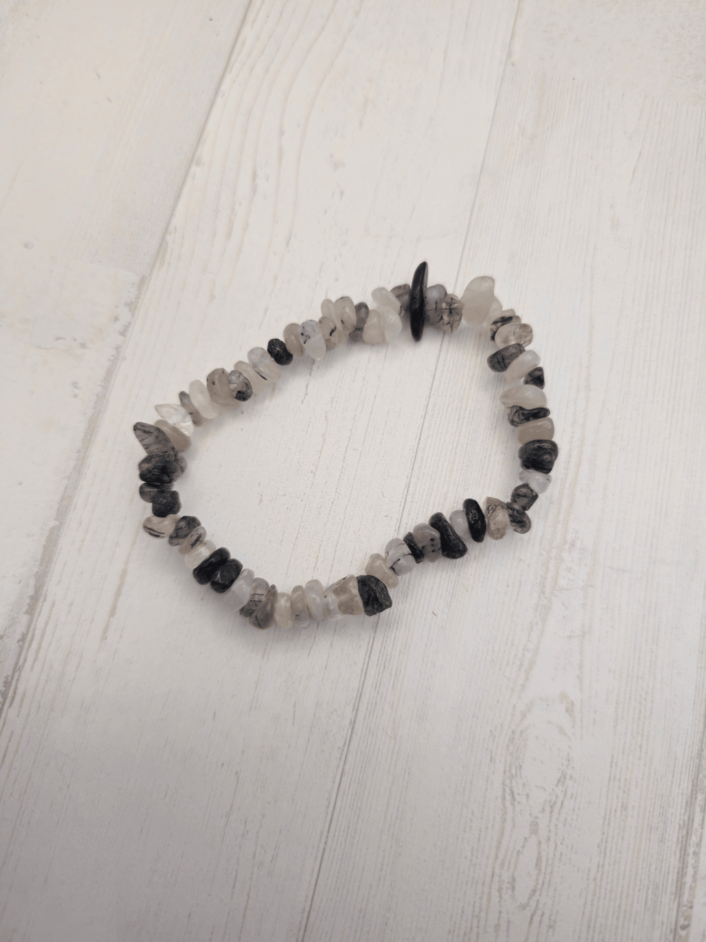 Pulsera de turmalina negra y cuarzo roca barroca | Protección y claridad energética