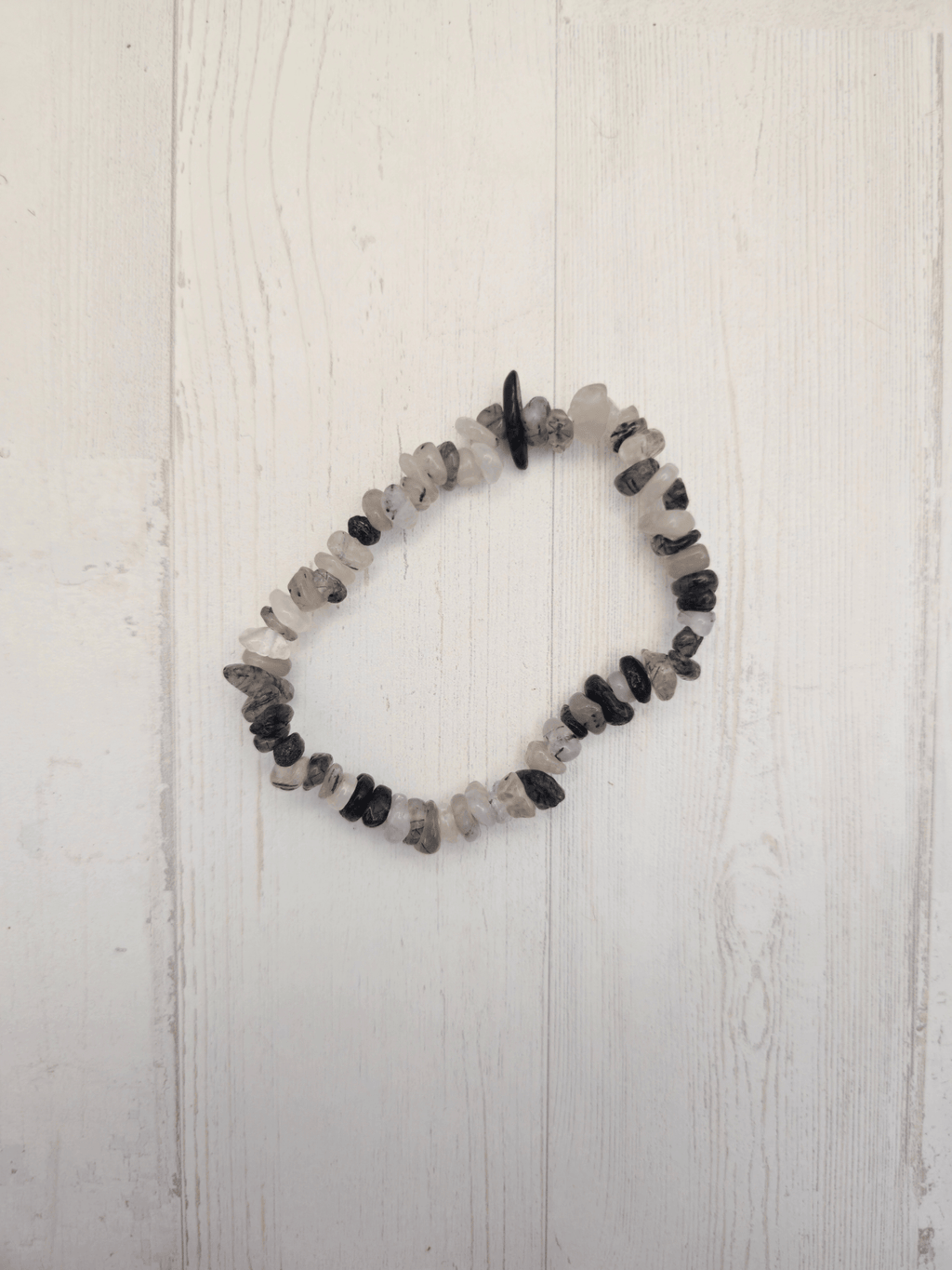 Pulsera de turmalina negra y cuarzo roca barroca | Protección y claridad energética