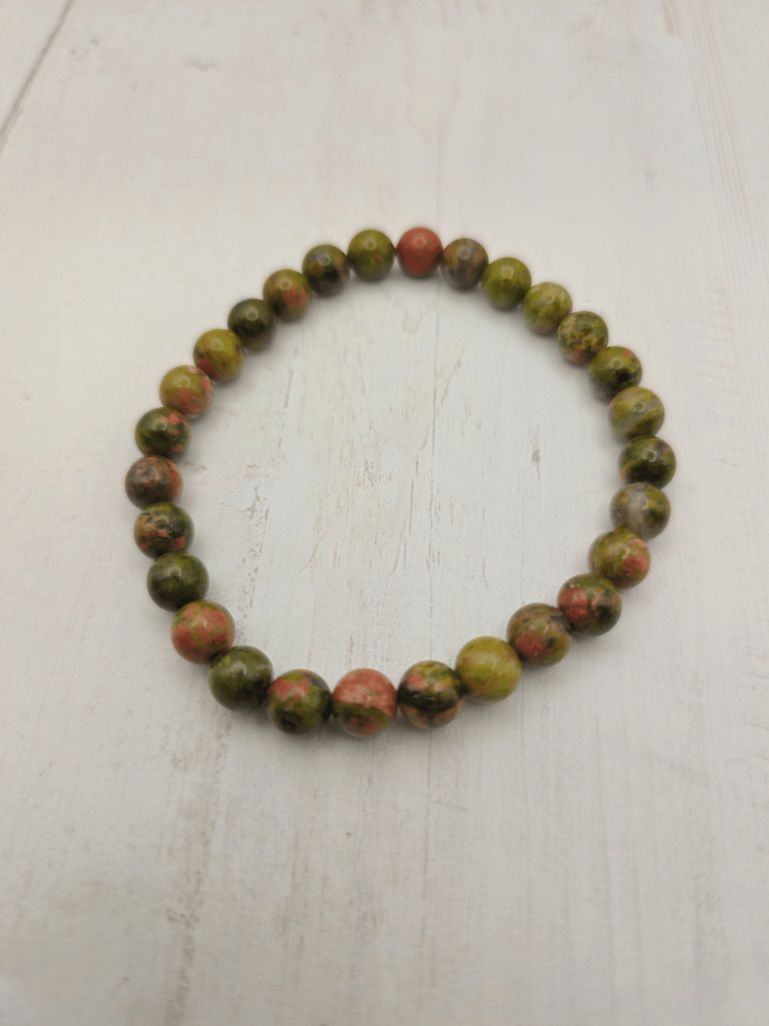 Pulsera de Unakita Bola 6 mm | Sanación emocional, equilibrio interior y conexión espiritual