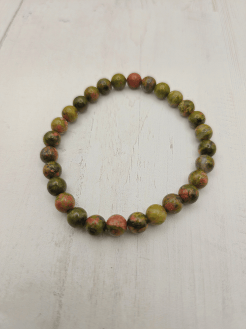 Pulsera de Unakita Bola 6 mm | Sanación emocional, equilibrio interior y conexión espiritual