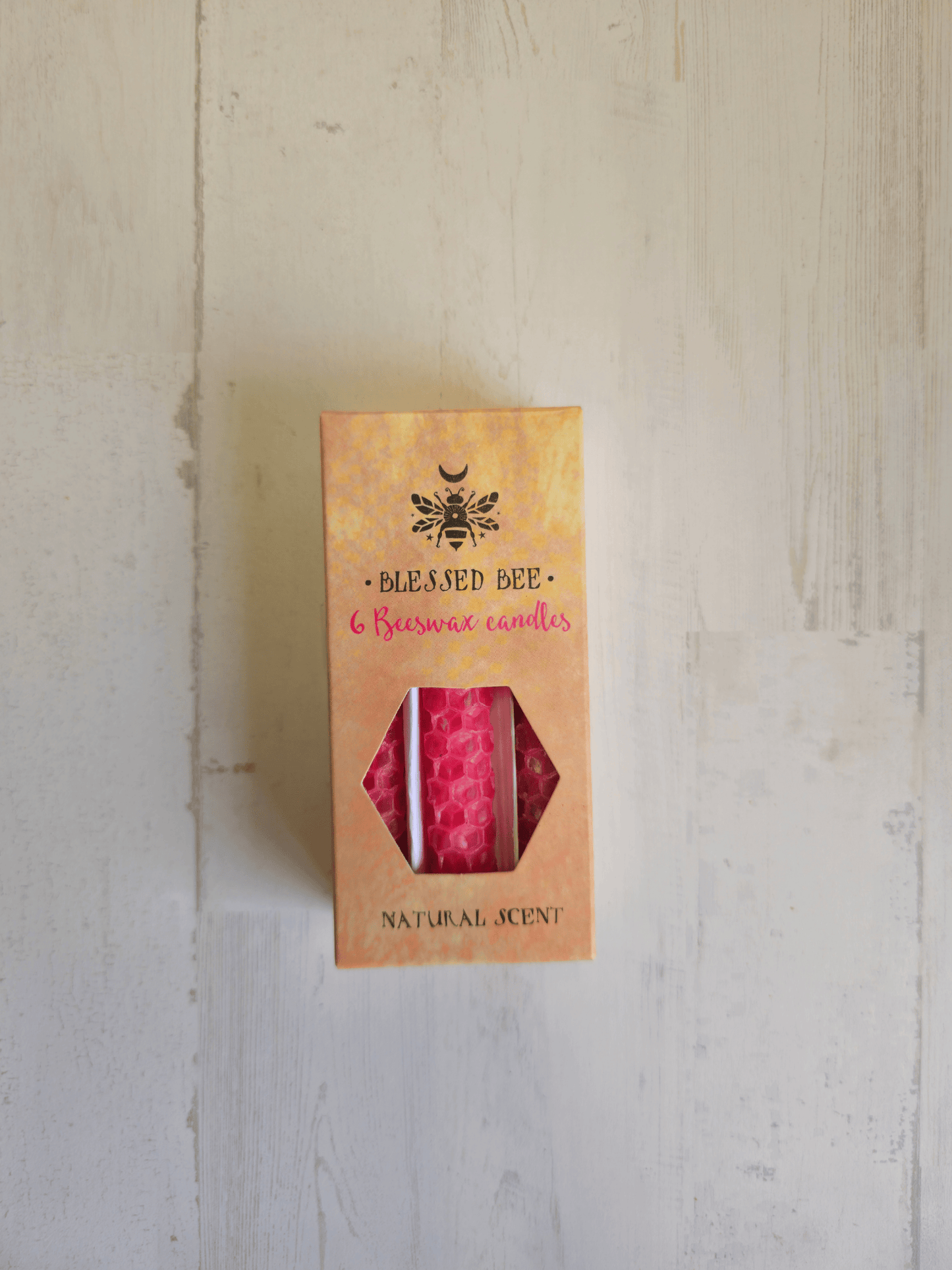 Caja de 6 velas rosa de cera de abeja | Amor y armonía en tu espacio